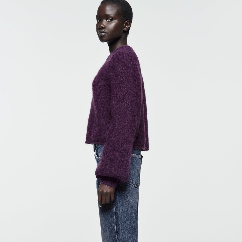 ZARA PURL KNIT SWEATER - PURPLE - M - Picture 6 of 12